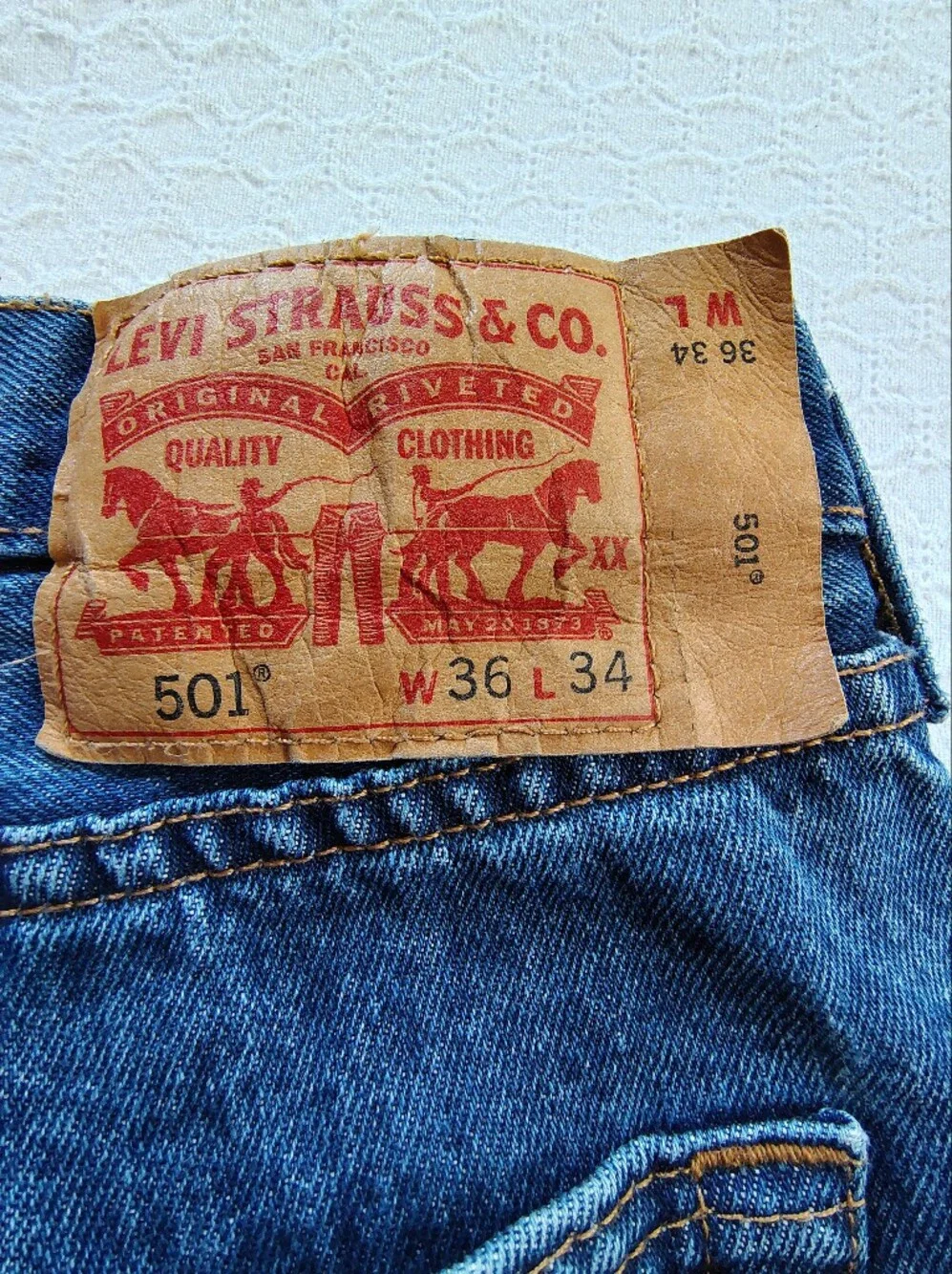 Levi's 501 Men's Dark Blue Straight Leg Jeans Size 36 X 34.